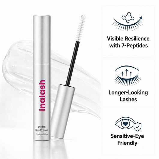 Inalash Korean Eyelash Growth Serum — visible resilience with 7 peptides, longer-looking lashes, sensitive-eye friendly