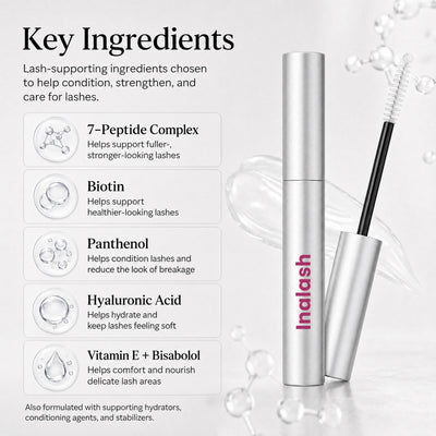 Key ingredients — 7-peptide complex, biotin, panthenol, hyaluronic acid, vitamin E and bisabolol