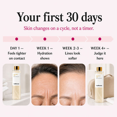 Your first 30 days. Skin changes on a cycle, not a timer.