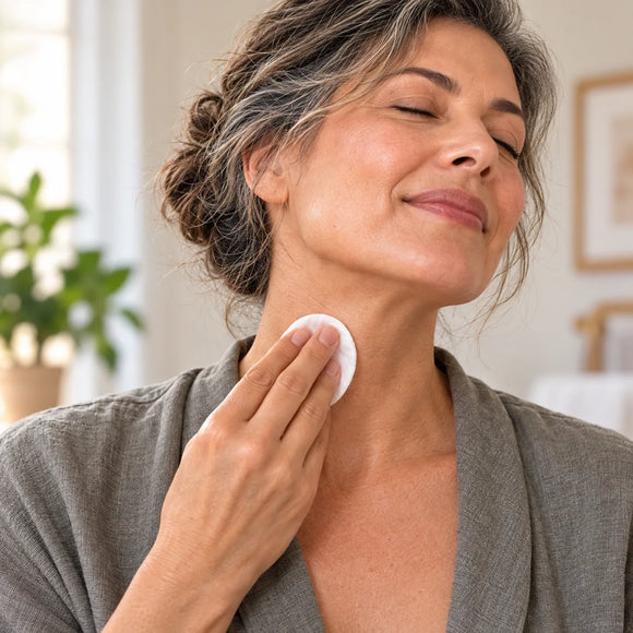 Mature woman caring for her neck